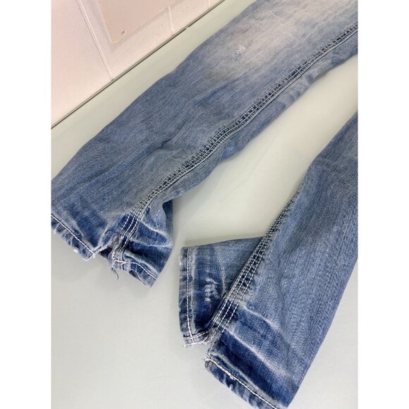 Buckle BKE Aiden Jeans Mens 31R ( 32X32 ) Light Wash Distressed Bootleg Y2K - Picture 10 of 14